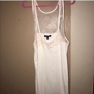 White tank top, pink lace